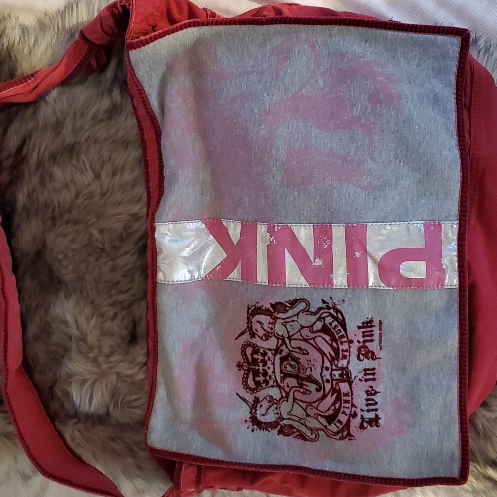 Victoria's Secret Love PINK and Rock N' Roll Crossbody Large Shoulder Duffle Bag